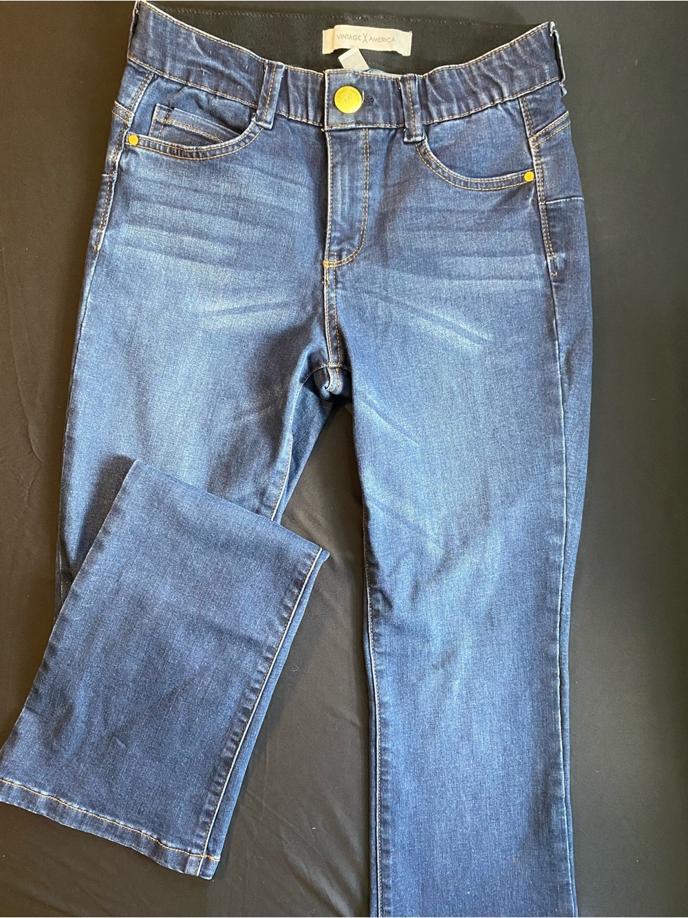 Vintage America Dark Blue Boot Cut Stretch Jeans